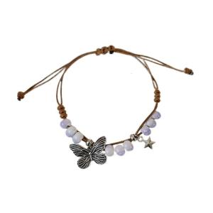 Handmade Cord Bracelets for Couples Butterfly Star Ceramic Bead Wrist Chain Bracelet Relationship Valentines Gifts Women