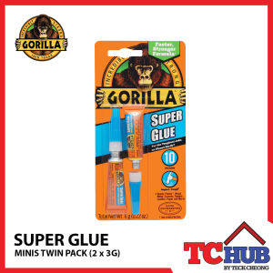 Gorilla Super Glue  - Impact Tough/10sec Setting/Heavy Duty Strength/Clear/Bond Virtually Everything/Anti-Clog/Craft or Repair (2 X 3G)