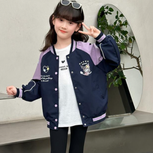 Christmas gifts Halloween Sanrio Youth Kuromi Autumn New Kawaii Sweet and Versatile Coat for Girls Cartoon Anime Comfortable Soft Casual Baseball Jacket