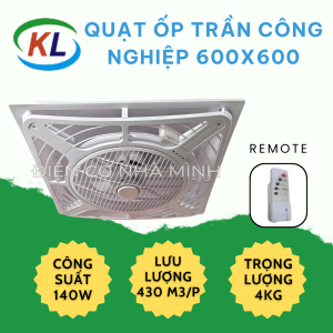 QUẠT ỐP TRẦN CÔNG NGHIỆP 600x600 CÓ REMOTE 220V 140W