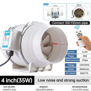 PANSON Exhaust Fan 4/6/8/10 Inch Mute Ventilation Fan Rapid ventilation Inclined Flow Booster Duct Fan
