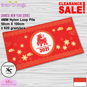 Tren-D-Rugs - Karpet Keset kaki imlek chinese new year 2021 natal christmas alas pintu masuk dapur panjang lorong kitchen mat anti slip murah 50 x 100 cm - Nms