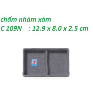 Chén chấm 2 ngăn melamine Fataco nhám xám C 109N kích thước 12.9 x 8.0 x 2.5 cm