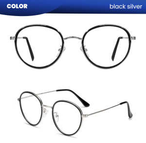 IOOI Eyewear - Kacamata Bulat Metal Plastic Lensa Anti Radiasi Blueray Photocromic Pria Wanita 2621