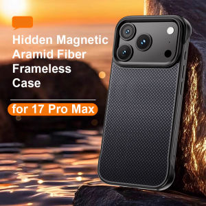 Slim Frameless Metal Edge [Compatible with Magsafe][Real 1500D Aramid Fiber] Kevlar Shockproof Thin & Light Phone Case for iPhone Air 17 16 Pro Max 15 Pro 14 13 Pro 12