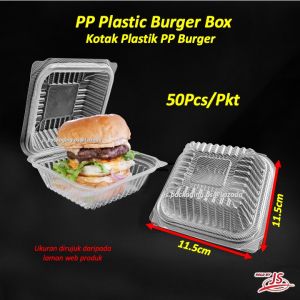 Disposable PP Burger Box with Lock Plastic Food Box Kotak Burger Plastik OKID HB-8 50pcs±/100pcs±