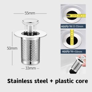 Multifunctional Floor Drain Filter Pop-Up Bounce Core Basin Drain Stopper Hair Catcher Shower Sink Strainer Bathroom Accessory