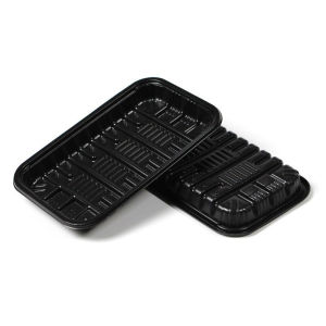100pcs Black Plastic TraysDisposable Meat Fruit Frozen Food Tray 19*10cm