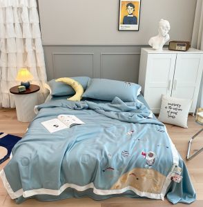 💥 FREESHIP MAX) SET 4 MÓM CHĂN GA GỐI LỤA TENCEL CHO BÉ TRAI- MỀN CHẦN HÈ TENCEL100% NHẬP KHẨU
