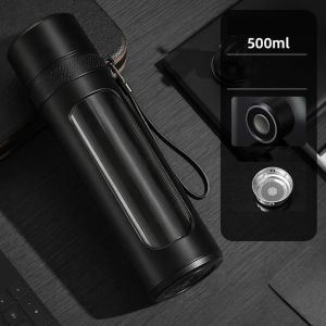 RGFV STORE Mở bằng một cú nhấp chuột Bình nước thủy tinh Chống bỏng Chống rò rỉ Bình giữ nhiệt có chức năng lọc trà Đồ uống Dung lượng lớn Bình uống nước Nam Giới Nữ Giới