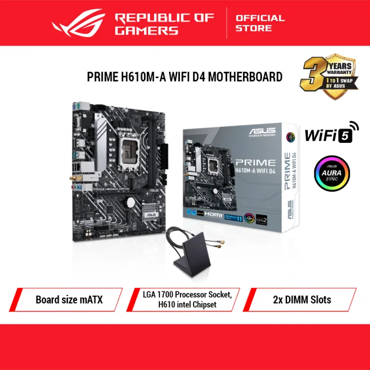 ASUS PRIME H610M-A WIFI D4 an Intel® H610 (LGA 1700) mic-ATX motherboard with DDR4, PCIe 4.0, dual M.2 slots