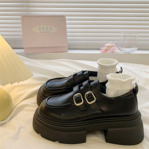 🔥One shoes🔥รองเท้าโลฟเฟอร์ส้นหนาแฟชั่น รองเท้าผู้หญิง รองเท้าหนังย้อนยุค สไตล์เกาหลี ส้นสูง 5 ซม. สวมใส่สบาย จัดส่งจากประเทศไทย