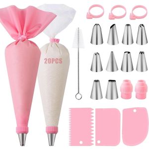 40pcs Silicone Piping Bags and Tips Set Cake DIY Decorating Kit with Stainless Steel Nozzle Reusable Silicone Pastry Baking Tool2026
