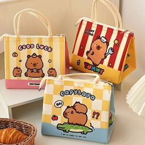 JIYAN2866 Capybara Thermal Lunch Bag Cartoon Portable Lunch Box Cute Insulated Tote Bag For Women Girl Kids