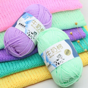 Len milk bò Sét 10 cuộn len milk bò tặng kim móc kim khâu len