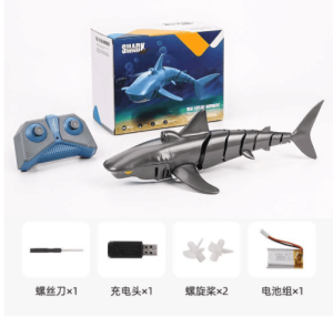 Bafada 2.4G Bot Control RC Simulation Shark Toys Remote Control Shark Boat Waterproof USB Rechargeable Swimming Pool Bathroom Toy Shark 1:18 Swimming Toys RC Car Engineering truck
