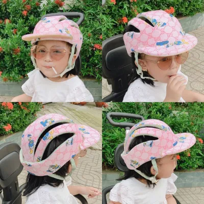 Mũ bảo vệ đầu cho bé tập bò/ tập ngồi/ tập đi xe máy - Nón bảo hiểm bảo vệ đầu đa năng hàng Việt Nam - Vịt hồng có vành