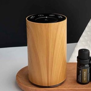 Portable Wood Grain Aroma Diffuser Waterless Essential Oil Nebulizer Rechargeable No Water No Heating Fragrance Machine for Car Home Indoor Air Freshener