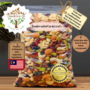 Daily Raw Mix Nuts & Dried Fruits | Campuran Kekacang Mentah & Buah Kering | CandiLica Co. | 250g/500g/1kg