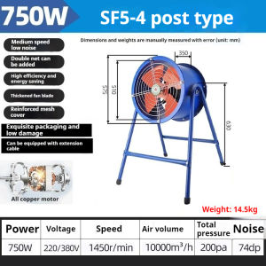 High-Volume Low-Noise 220V Industrial Exhaust Fan with Speed Control for Kitchen and Workshop Ventilation