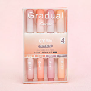 Set 4 Bút Ghi Chú Highlight Bút Dạ Quang Thân Tròn Màu Pastel Lông Mềm Thiết Kế Độc Đáo Tiện Dụng