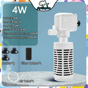 25W 4 IN 1 Aquarium Filter Oxygen With Filter Pump Fish Tank Portable Silent Submersible Internal Filter Pump