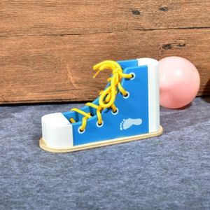 RGFV Tie Shoes Wooden Shoelace Toys Lacing Shoes Lacing Sneaker Montessori Tie-Up Shoe Puzzle Toy Threading Toy Wood Wearing Shoes with Shoelaces Toy Kids Gift