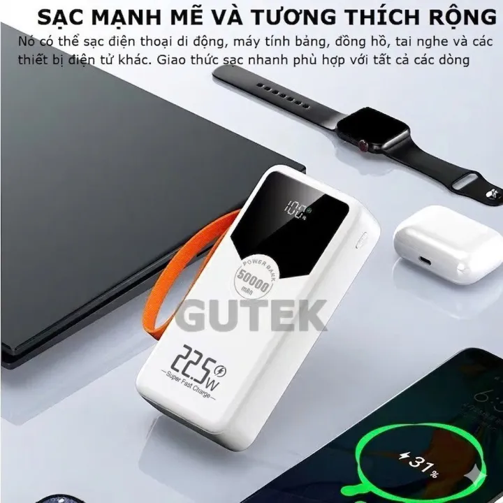 Sạc dự phòng 50000mAh sạc nhanh 22,5W pin dung lượng lớn có dây cắm nhiều điện thoại - Gutek GT230 | BigBuy360 - bigbuy360.vn Sạc dự phòng 50000mAh sạc nhanh 22,5W pin dung lượng lớn có dây cắm nhiều điện thoại - Gutek GT230 | BigBuy360 - bigbuy360.vn