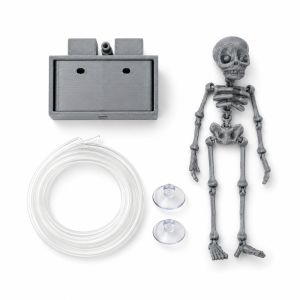 VICENDA 3D Printed Dancing Skeleton Aquarium Bubbler Air Pump Driven Glow in Dark Movable Skeleton Fish Tank Bubbler Skeleton Statue Plastic Fish Tank Dance Skull Bubbler Fish Landscaping