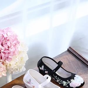 (217-02) New Spring Ethnic Style Embroidered Shoes With Internal Height Increase Ancient Style Hanfu Shoes Chinese Style Square Dance WomenS Shoes