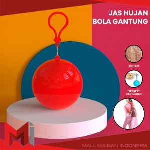 MallMainan-C853 Jas Hujan Bola Plastik Gantung Warna Warni Anti Air / Jas hujan Konser Raincoat Travel Portable Dengan Gantungan Bola Kunci