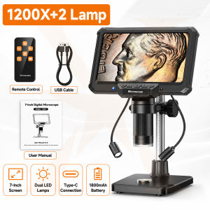 HD Digital Microscope 7 Inch 1600X Electronic Magnifier 16MP Camera for PCB Coin Jewelry Soldering