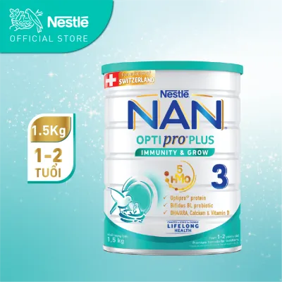 Sữa bột Nestle NAN OPTIPRO PLUS 3 1500g với 5HMO Sữa Mát với đạm Optipro 5HMO Hỗ Trợ Tiêu Hóa Đề Kháng Trí Não & Phát Triển Toàn Diện Nhập Khẩu Thụy Sĩ