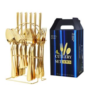 304 stainless steel coffee spoon mini Western-style steak knife and fork 24/4 tableware set family dessert gift