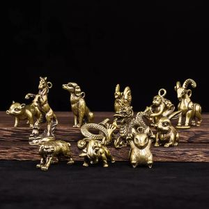 Bộ 12 Tượng Đồng Thau Hình 12 Con Giáp - Móc Khóa (Đủ Bộ)