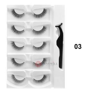 ขนตาแบบติดเอง5คู่ไม่ต้องใช้กาวใช้ซ้ำได้3D ขนตาปลอมขนมิงค์