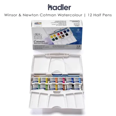 Winsor & Newton Cotman Pocket Plus | Watercolour Set 12 Half Pans | Travel Kit