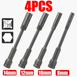 Extra Long Impact Hex Socket 1/2" Drive 6 Point Air Socket Wrench Head 8mm 10mm 12mm 14mm Thin-Wall