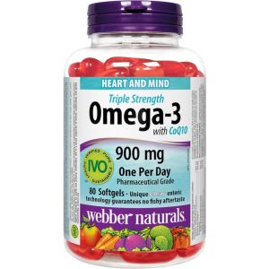 Dầu cá Omega 3 Triple Strength 700/900mg cung cấp 600mg EPA và 300mg DHA Omega 3 Webber Natural Từ Canada