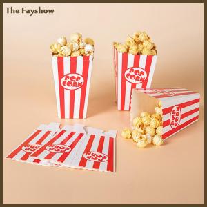 [The Fayshow] 12Pcs Striped Popcorn Paper Boxes Buckets Red White Stripes Bags Snack Containers For Baby Shower Birthdays Party Supplies