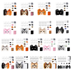 Mèo cáo mặt nạ với lông thú mắt lưới đá quý sticker therians ăn mặc mặt nạ để sơn mặt nạ động vật nghệ thuật thủ công kit mặt nạ trang phục