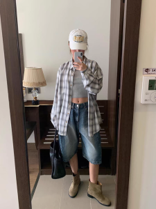 กางเกงยีนส์ 5 ส่วน สไตล์สตรีท#V113