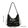 TSEVD Solid Color Multiple Pockets Backpacks Y2K Style Large Capacity PU Leather Crosbody Bag Casual Shoulder Bag Women's Backpack Outdoor. 
