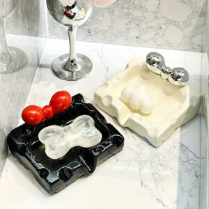 LIANG กระเบื้อง กล่องสบู่ชีส ตกแต่ง ครัวเรือน ชั้นเก็บของแบบโบว์ ของใช้ในห้องน้ำ ประณีต ของตกแต่งโต๊ะทำงาน บ้าน