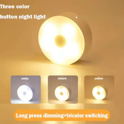 Push Mini Night LED Stick Tap Push Lamp Night Light USB Rechargeable Stick-on Push Light