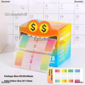 [COD] Bsuimki 128 tờ hộp ngăn kéo-phong cách Pull-out Pearlescent giấy dính trong suốt đầy màu sắc đánh dấu ghi chú Memo Pad Lưu ý đánh dấu Nguồn cung cấp