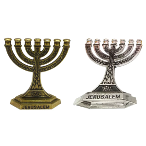 Traditional Jewish Menorah 7 Branch Candlestick Jerusalem Temple Holder 12 Tribes of Israel Menorah Candelabra