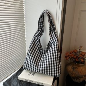 CHPERF Large Capacity Plaid Underarm Bags Lightweight Vintage Womens Handbag Casual Commute Single Shoulder Bag Spring Summer