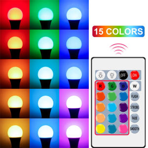 【BUY 1 Take 1】E27 RGB Remote Control Bulb 5/10/12/15W Led Lights For Room Smart Bulb Lamp 16 Colors Dimmer Low Power Consumption Energy Save Adjustable Brightness No Ultraviolet Infrared With Remote Control Kalle