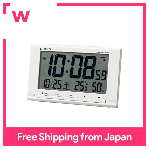 Seiko clock table clock white body size 9.1 x 14.8 x 4.7 cm alarm